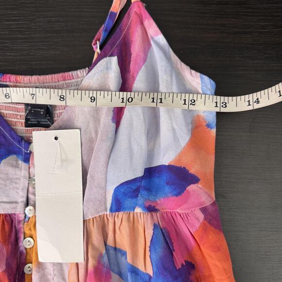 French Connection Top Womens 0 Multicolor Floral Abstract Peplum Cami Tank - Picture 8 of 10